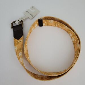 Sun + Stone Men's Geo D-Ring Web Belt With Faux-leather Trim